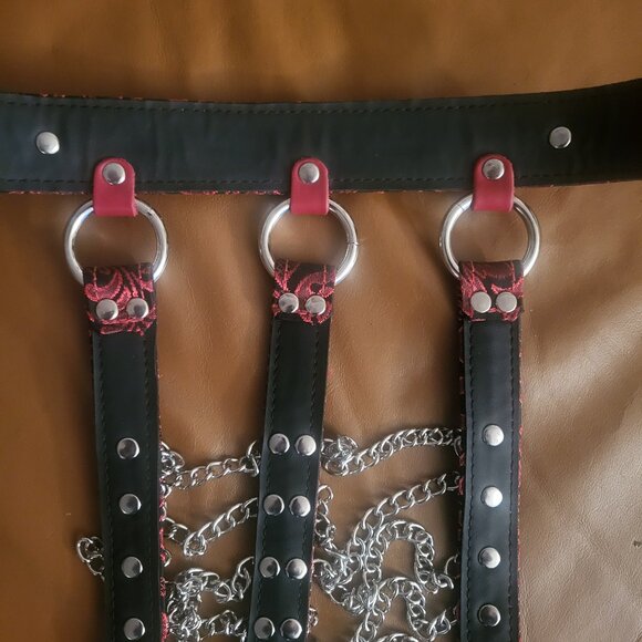 NWOT Leather and Chain Chest Harness Bra - Picture 7 of 7